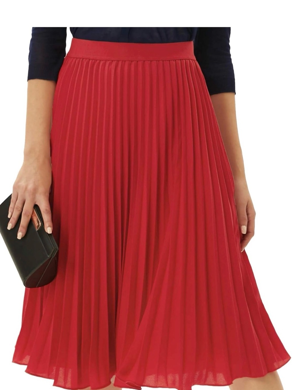 Bright Red A-Line Skirt - Classic Pleated Women’s Skirt